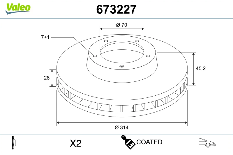Image of Brake disc VALEO 673227