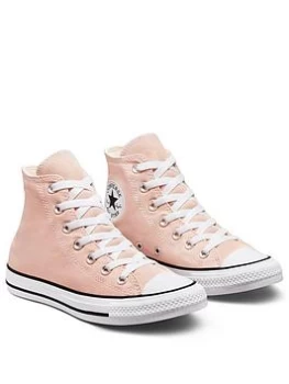 Converse Chuck Taylor All Star Partially Recycled Cotton Hi Top Trainers - Pink/White, Pink, Size 3, Women