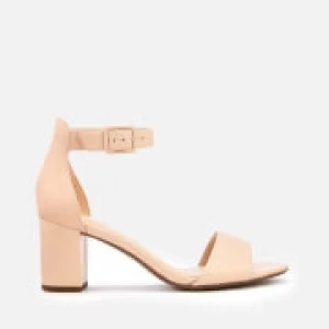 image of Clarks Womens Deva Mae Leather Block Heeled Sandals - Nude - UK 3