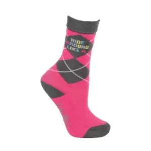 Image of Little Rider Childrens/Kids Merry Go Round Socks (Pack of 3) (8 UK Child-12 UK Child) (Grey/Pink)