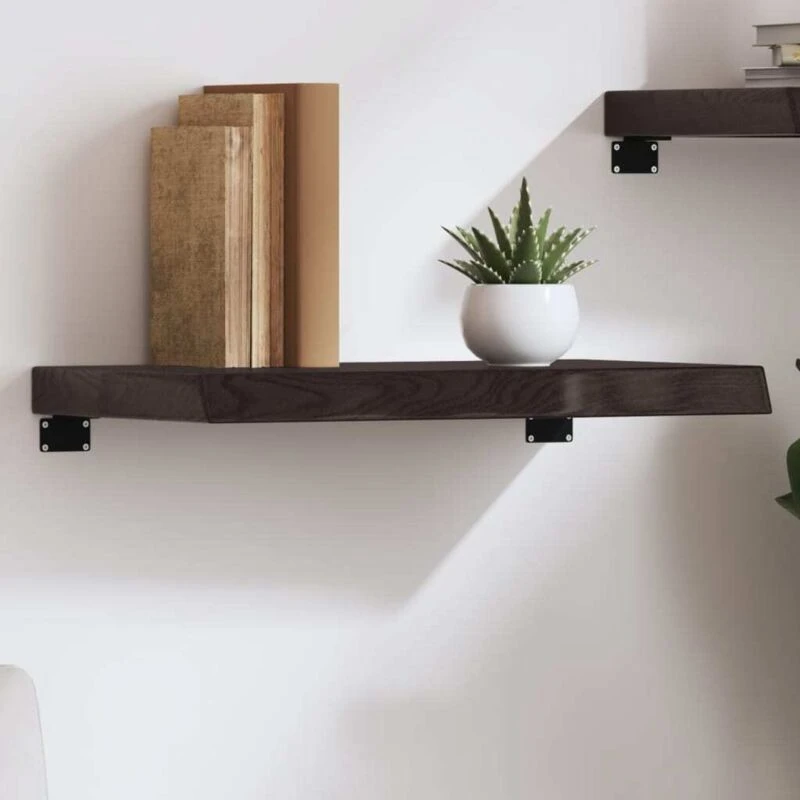 Image of Vidaxl Wall Shelf Dark Grey 60X40X6cm Treated Solid Wood Oak, Brown 363769
