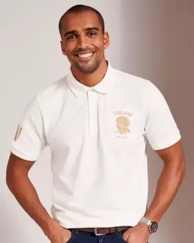 Image of Cotton Traders Mens England Classic Short Sleeve Polo Shirt in White
