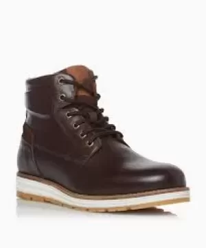 Image of Dune Brown Leather 'Pictor' Ankle Boots - 3