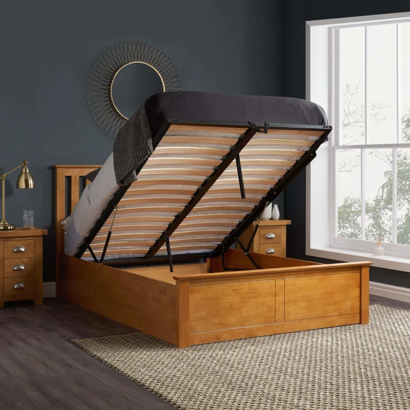 Image of Birlea Birlea Phoenix Kingsize Ottoman Bed with Mattress - Oak