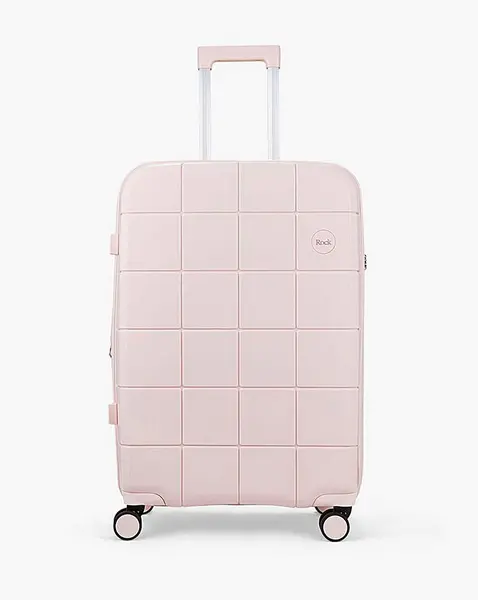 image of Rock Luggage Pixel EA49601 8 Wheel Hardshell Medium Pastel Pink Suitcase