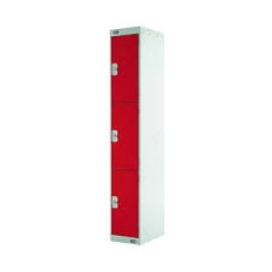 image of Three Compartment Express Standard Locker D450mm Red Door MC00159