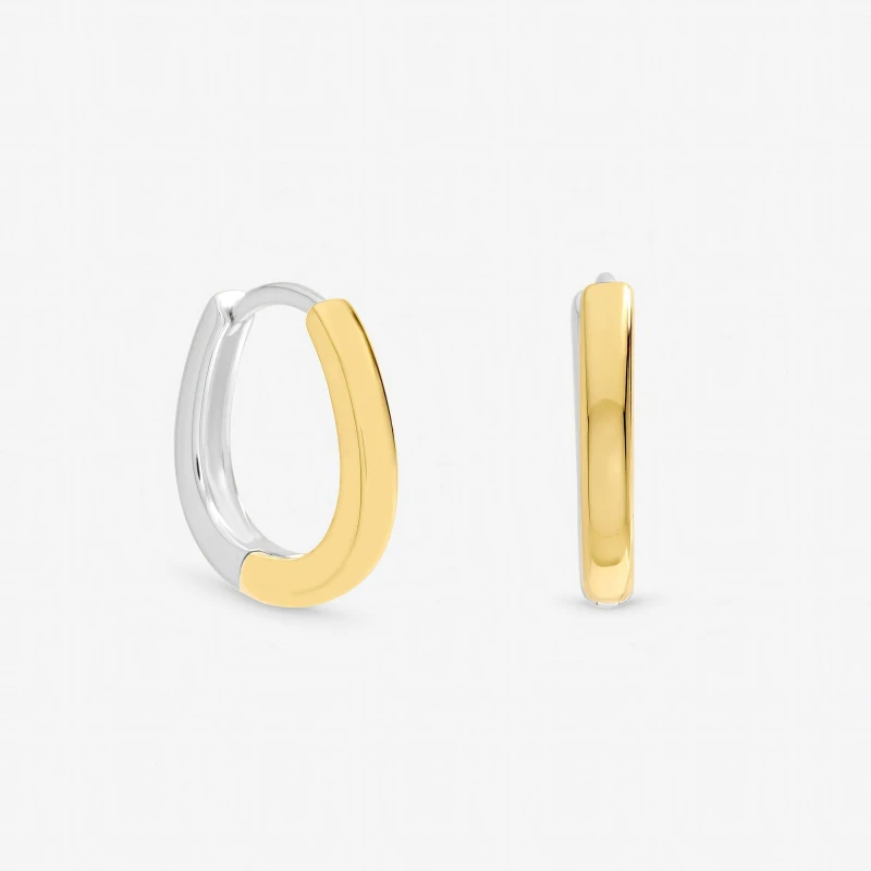 Image of Inicio Sterling Silver Plated Two Tone Hoops Hoop Earrings One Size Silver 40042911000