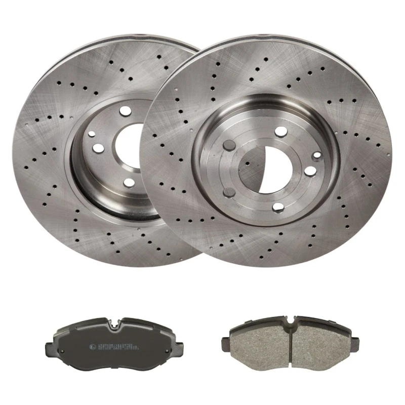 Image of RIDEX 3405B2978 Brake disc and pads set Front Axle, Brake Disc Type: perforated/vented, prepared for wear warning indicator Brake Set,disc brakes (34