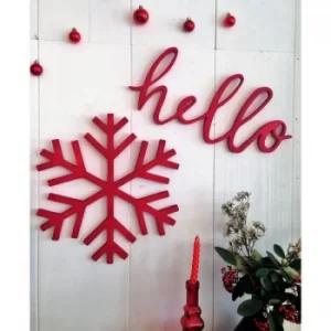 Image of Red Snow 2019 Red Decorative Wooden Wall Accessory
