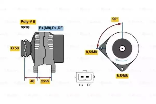 Image of Bosch 0986039090 Alternator 3909 120 A 14 V BOSCHALTERNATOR-0986039090