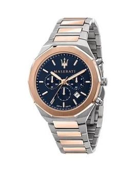 Image of Maserati R8873642002 Mens Stile Two Tone Bracelet Wristwatch Colour - Silver Tone