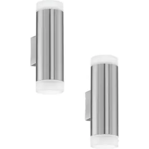 Image of 2 PACK IP44 Outdoor Up & Down Wall Light Stainless Steel 3W GU10 Porch Lamp