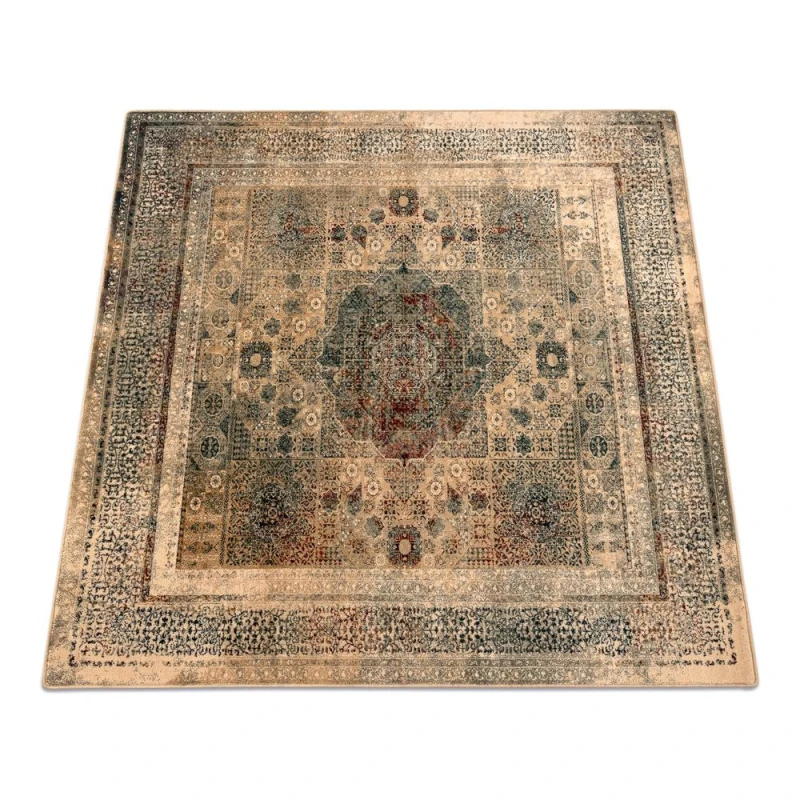 Image of RugsX Wool Omega Rug in Yellow Size: 135cm x 135cm Yellow Unisex 135cm x 135 cm