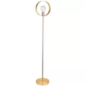 Image of Endon Hoop Complete Floor Lamp, Brushed Brass, Nickel, Copper Plate