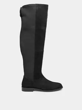 Image of Long Tall Sally Stretch Over The Knee Suede Boots - Black, Size 11, Women