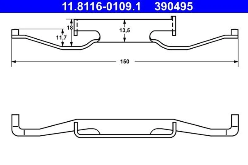 Image of ATE 11.8116-0109.1 Spring, brake caliper Spring,brake caliper (2296)
