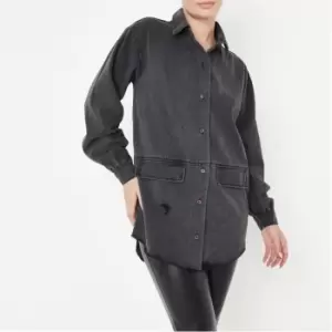 image of Missguided Tall Distressed Drop Pocket Shirt - Black