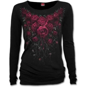 Image of Blood Rose Womens Medium Baggy Long Sleeve Top - Black