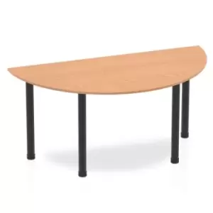 Image of Impulse 1600mm Semi-Circle Table Oak Top Black Post Leg