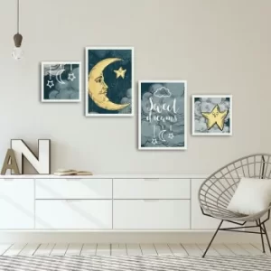Image of 4PBCT-16 Multicolor Decorative Framed MDF Painting (4 Pieces)