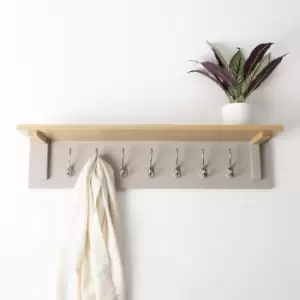 Image of Charles Bentley - Charnwood Floating Shelf with Steel Metal Hooks 4kg Mountable and Painted Grey - Grey
