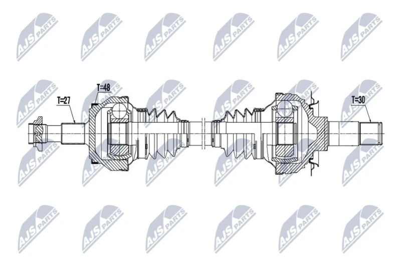 Image of NTY NPW-ME-199 Drive shaft Automatic Transmission, Rear Axle Right Drive Shaft (13)