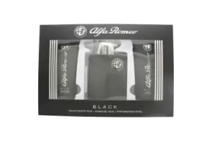 image of Alfa Romeo Black Gift Set 125ml Eau de Toilette + 100ml Shower Gel + 100ml Aftershave Balm