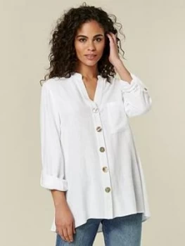 image of Wallis Hi Low Linen Shirt - Ivory , Ivory, Size 12, Women