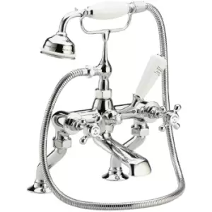 Image of Topaz Hexagonal Crosshead Bath Shower Mixer Tap Pillar Mounted - Chrome - Hudson Reed