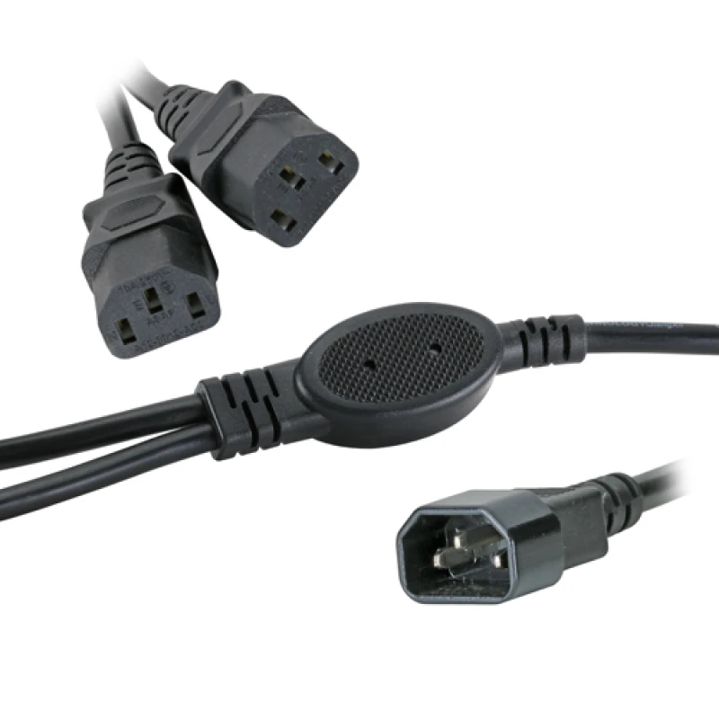 Image of Cablenet 2.5m IEC C14 - 2 x IEC C13 0.5m Legs Black PVC Power Leads