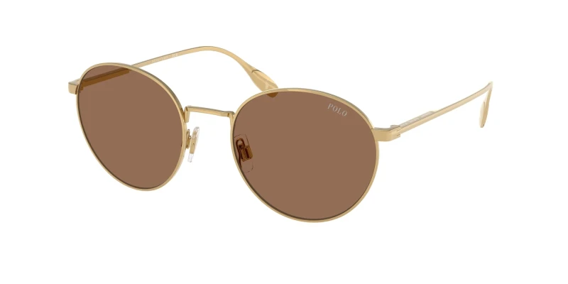 Image of Polo Ralph Lauren 0Ph3158 Round Sunglasses- Gold Gold WG541 Male