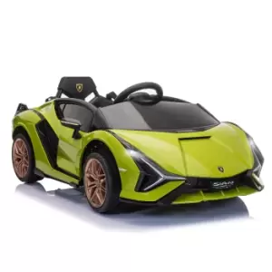 image of HOMCOM Compatible 12V Battery-powered Kids Electric Ride On Car Lamborghini SIAN Toy with Parental Remote Control Lights MP3 for 3-5 Years Old Green