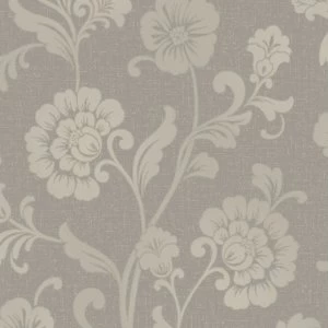 Image of Fine Decor Fine Decor Quartz Floral Wallpaper - Pewter
