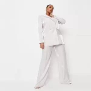 Image of Missguided Shimmer Relaxed Wide Leg Trouser - Blue