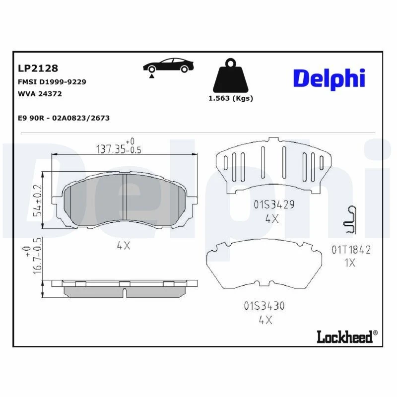 Image of DELPHI Brake pad set DELPHI LP2128