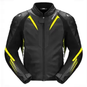 Image of Spidi NKD-1 Motorcycle Leather Jacket, black-yellow, Size 48, black-yellow, Size 48