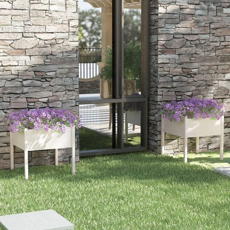 Image of VIDAXL Vidaxl - Garden Planters 2 pcs White 70x70x70cm Solid Pinewood 8720286815434