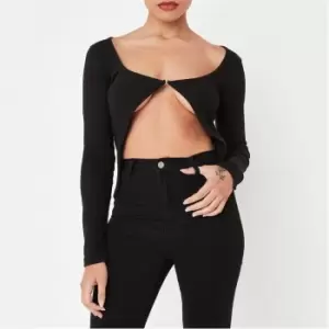 image of Missguided Slash Knee Skinnyjean - Black