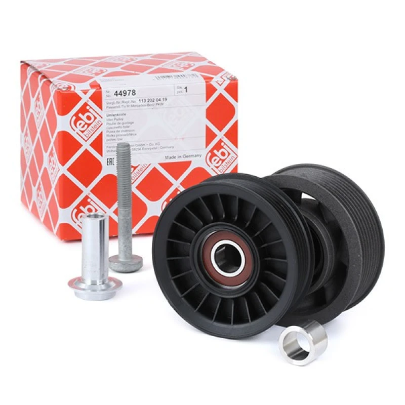 Image of FEBI BILSTEIN 44978 Idler Pulley with screw Plastic Deflection/Guide Pulley,v-ribbed belt (312)