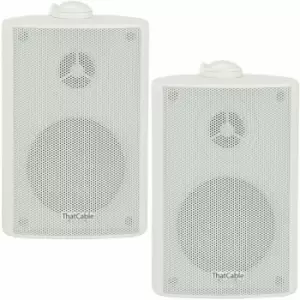 image of Pair) 2x 6.5' 120W White Outdoor Rated Speakers Wall Mounted HiFi 8Ohm & 100V