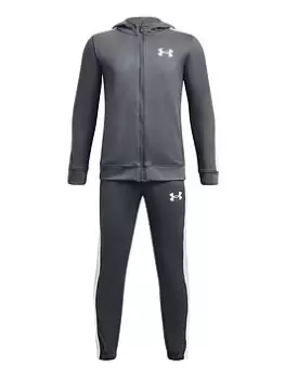 image of Under Armour Knit Hooded Track Suit Older Boys-Grey/White, Size L=11-12 Years