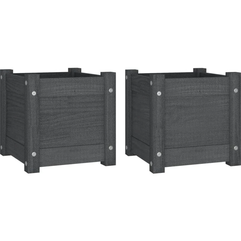 Image of VIDAXL Garden Planters 2 pcs Grey 31x31x31cm Solid Pinewood Vidaxl 8720286773130