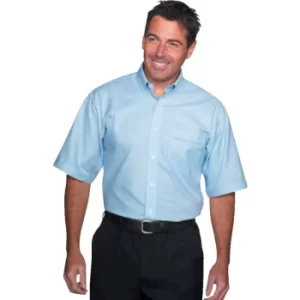 Image of Mens 17.5IN Short Sleeve Pale Blue Oxford Shirt