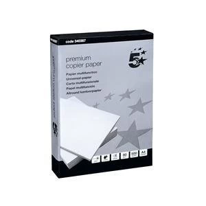 image of 5 Star A4 Copier Paper Smooth Ream Wrapped 80gsm High White 5 x 500 Sheets