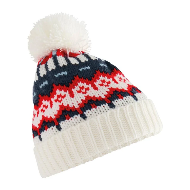 Image of Beechfield Mens Retro Skiing Beanie in White White Male One Size