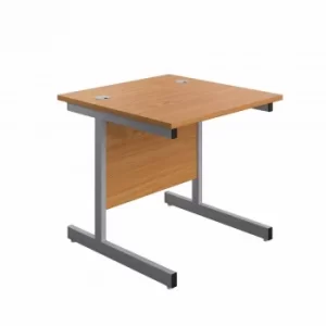 Image of 800 X 800 Single Upright Rectangular Desk Nova Oak-Silver