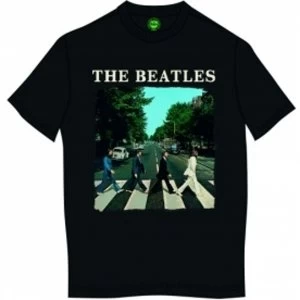 Image of The Beatles Abbey Road & Logo Mens Black T Shirt: Large
