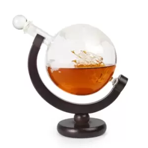 Image of Globe Decanter with Wooden Stand M&amp;W