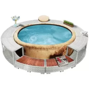 Image of Vidaxl - Spa Surround Light Grey Poly Rattan - Grey