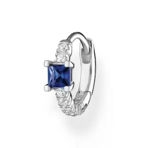 Image of THOMAS SABO Silver Square Blue Stone Single Hoop Earring